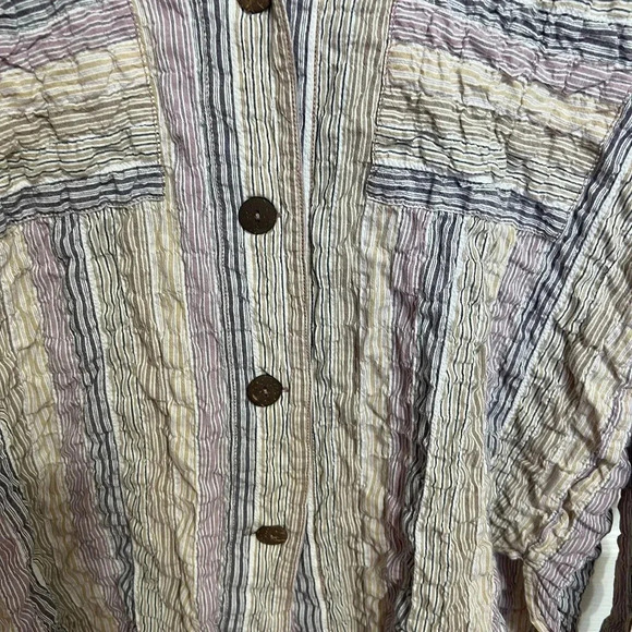 Free People High Tide Pastel Stripe Button Down Shirt Size Large - Picture 7 of 13